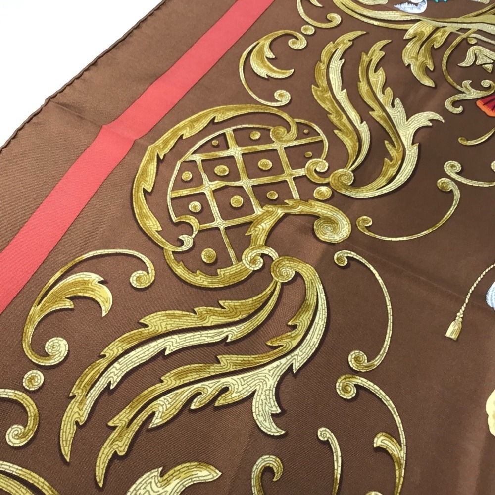 HERMES Authentic Brown Silk Scarf - Picture 10 of 11